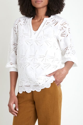 Blusa con bordado inglés - Crudo