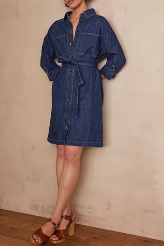 Vestido camisero vaquero - Índigo