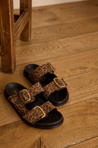 Sandalias de piel de serraje - Marrón