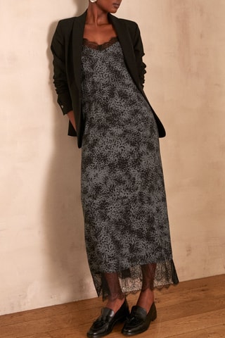 Vestido largo - Gris claro y negro