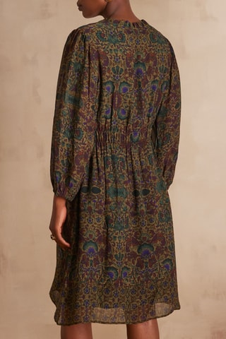 Vestido evasé - Marrón oscuro y verde oscuro