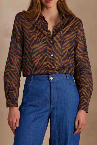 Camisa - Camel y negro