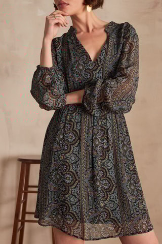 Vestido evasé - Negro y verde