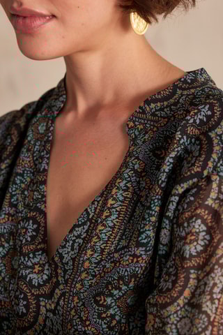 Vestido evasé - Negro y verde