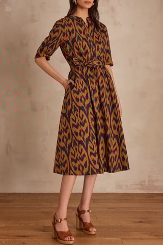 Vestido midi - marrón claro y negro