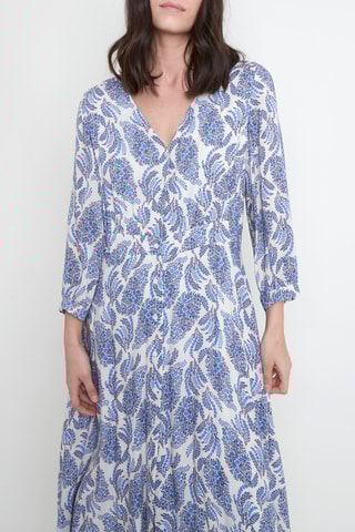 Vestido largo - Blanco y azul cobalto