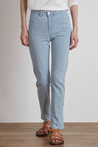 Pantalón slim fit - Celeste y blanco