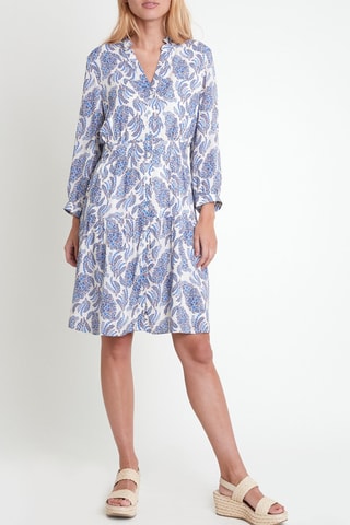 Vestido evasé - Azul y blanco