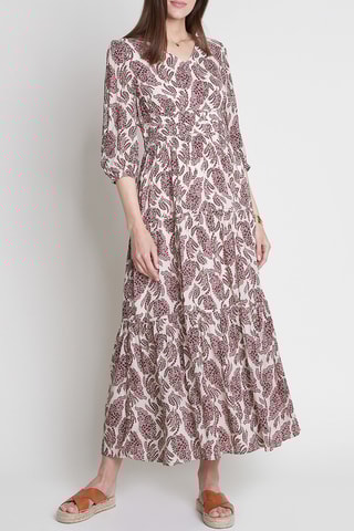 Vestido largo - Blanco y fucsia