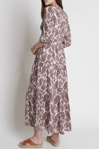 Vestido largo - Blanco y fucsia