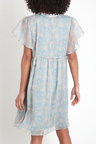 Vestido trapecio - Verde y beige