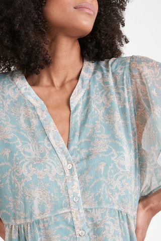 Vestido trapecio - Verde y beige