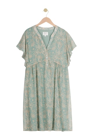 Vestido trapecio - Verde y beige