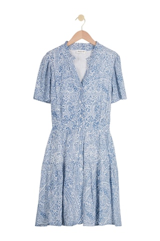 Vestido evasé - Azul cobalto y blanco