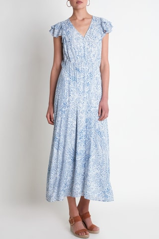 Vestido midi - Azul cobalto y blanco