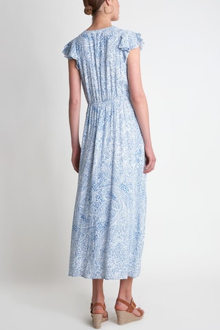 Vestido midi - Azul cobalto y blanco