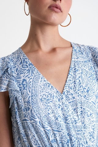 Vestido midi - Azul cobalto y blanco