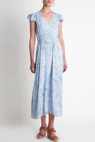 Vestido midi - Azul cobalto y blanco