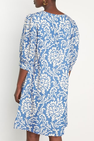 Vestido recto de lino - Azul