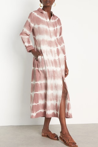 Vestido camisero dip-dye - Rosa empolvado