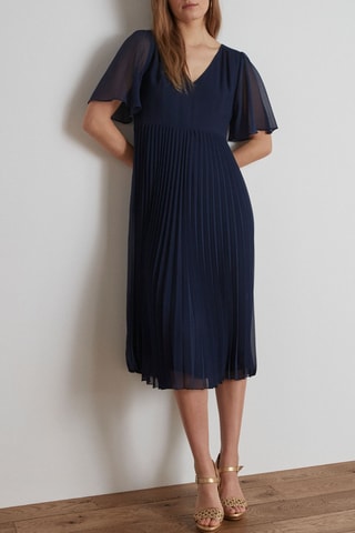 Vestido plisado - Azul marino