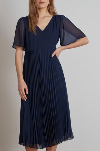 Vestido plisado - Azul marino