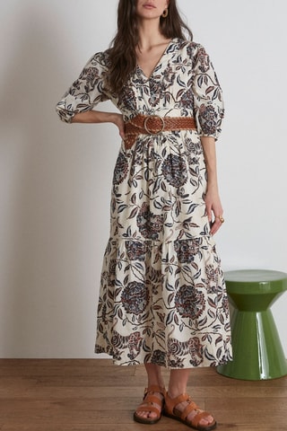 Vestido evasé - Beige