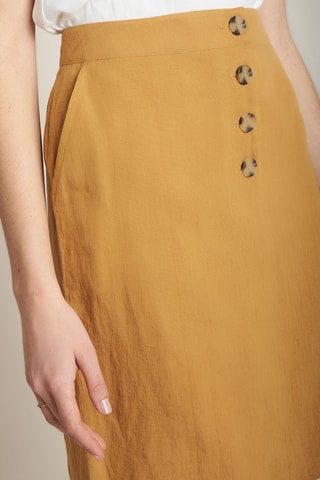 Falda recta de lino - Mostaza