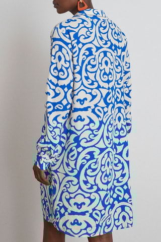 Vestido recto - Azul y blanco