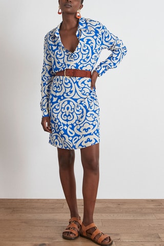 Vestido recto - Azul y blanco