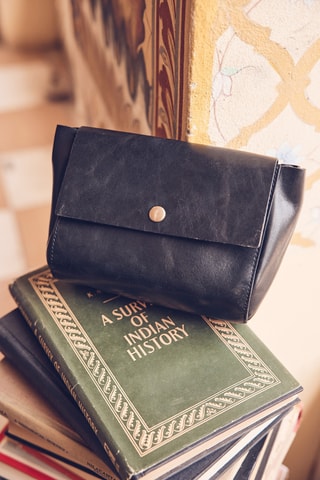 Bandolera de piel - Negro