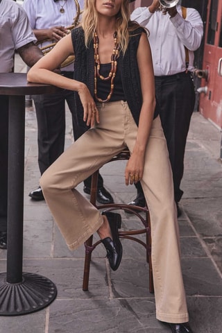 Pantalón ancho - Beige