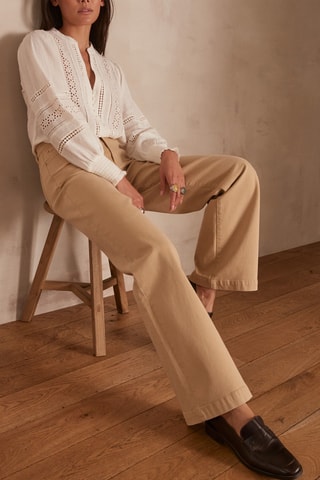 Pantalón ancho - Beige
