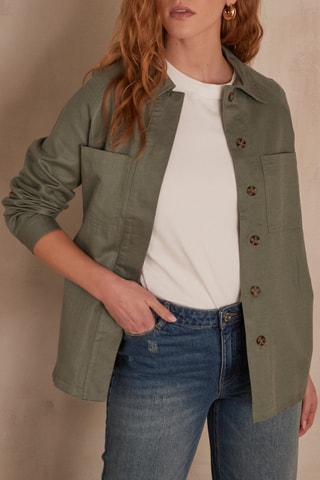 Sobrecamisa de lino - Caqui