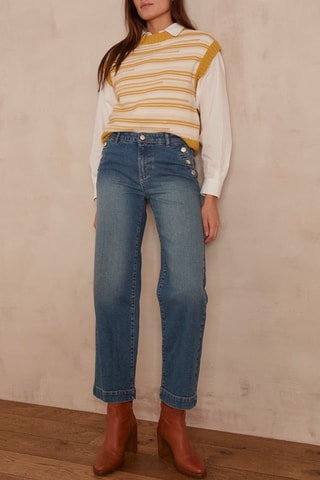 Chaleco de lana - Mostaza y rosa