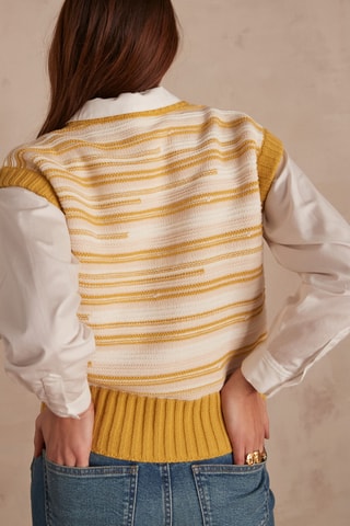 Chaleco de lana - Mostaza y rosa