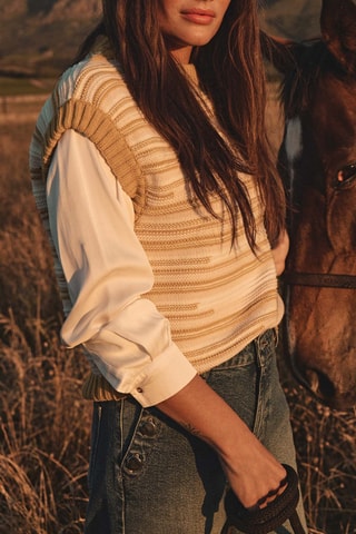 Chaleco de lana - Mostaza y rosa