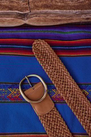 Cinturón de piel - Camel