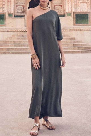 Vestido asimétrico - Caqui