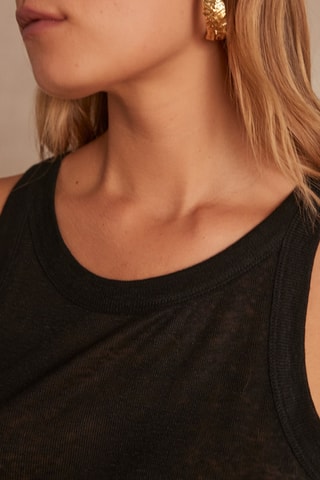 Camiseta de tirantes de lino - Negro