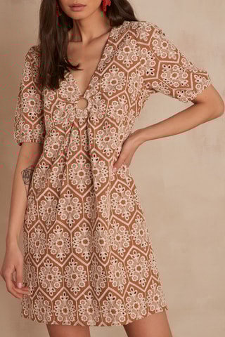 Vestido trapecio - Marrón