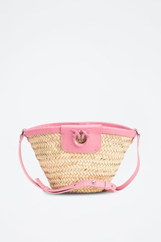 Cabas en bambou et cuir - Naturel et rose