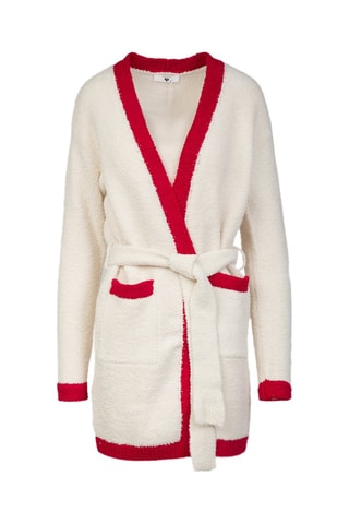 Gilet long - Ecru et rouge