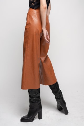 Pantalon wide legs 7/8 - Marron