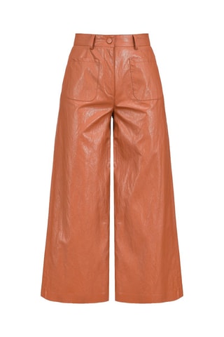 Pantalon wide legs 7/8 - Marron