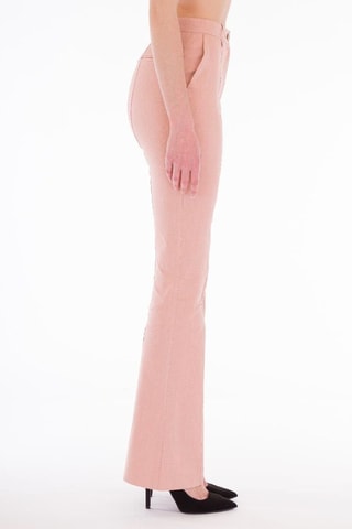 Pantalon en lin taille haute - Rose