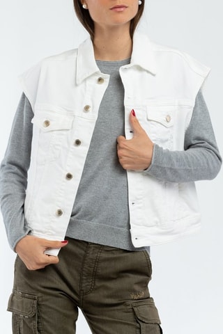 Veste sans manches en jean Blanc