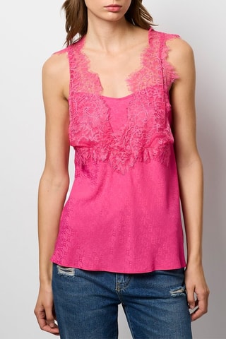 Top en soie sans manches - Rose