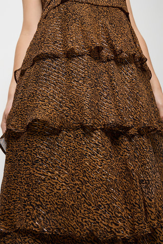 Jurk met Ruches Bruin en Zwart