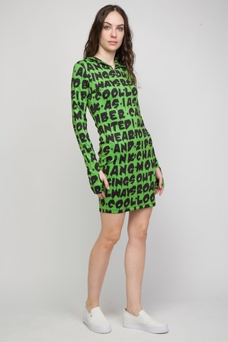 Robe fourreau à capuche Dazolo - Vert et noir